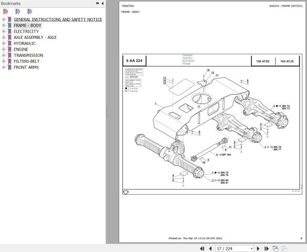 Manitou Platform 150 ATS Parts Catalog 547331