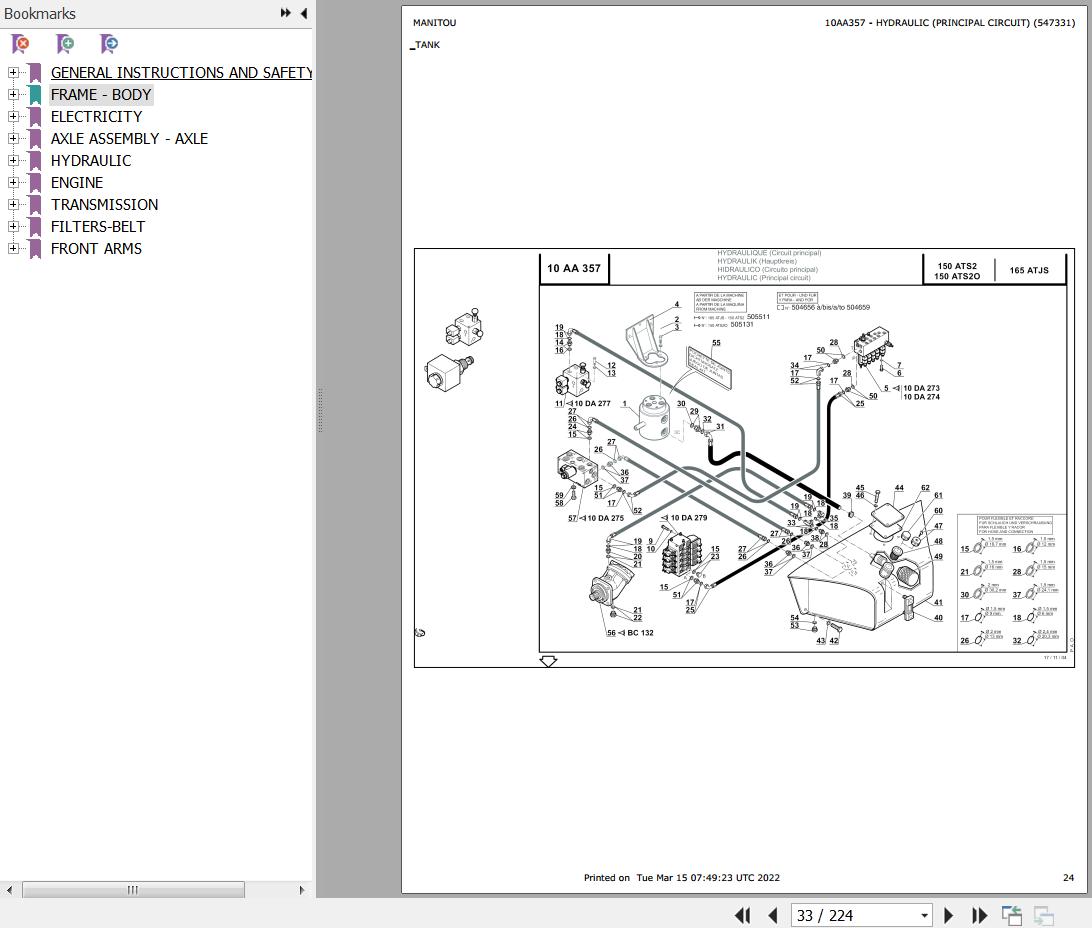 Manitou Platform 150 ATS2 Parts Catalog 547331