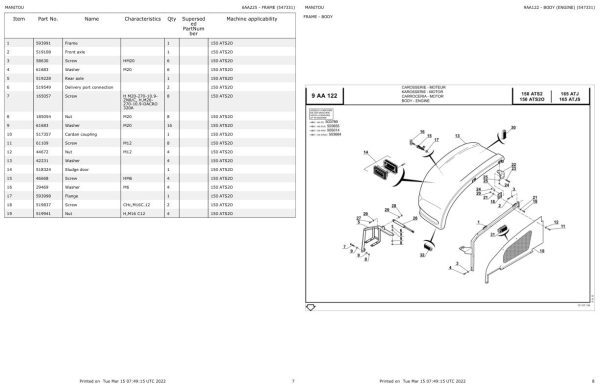 Manitou Platform 150 ATS2O Parts Catalog 547331 1