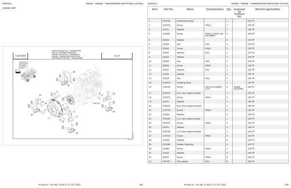 Manitou Platform 150 TP Parts Catalog 547384 1