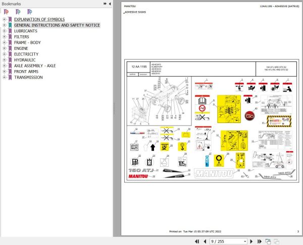 Manitou Platform 160 ATJ 4RD ST5 S2 Parts Catalog 647910