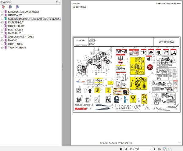 Manitou Platform 160 ATJ RC 4RD ST5 S1 Parts Catalog 647696