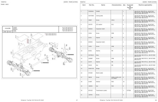 Manitou Platform 160 ATJ RNC 4RD ST5 S1 Parts Catalog 647696 1