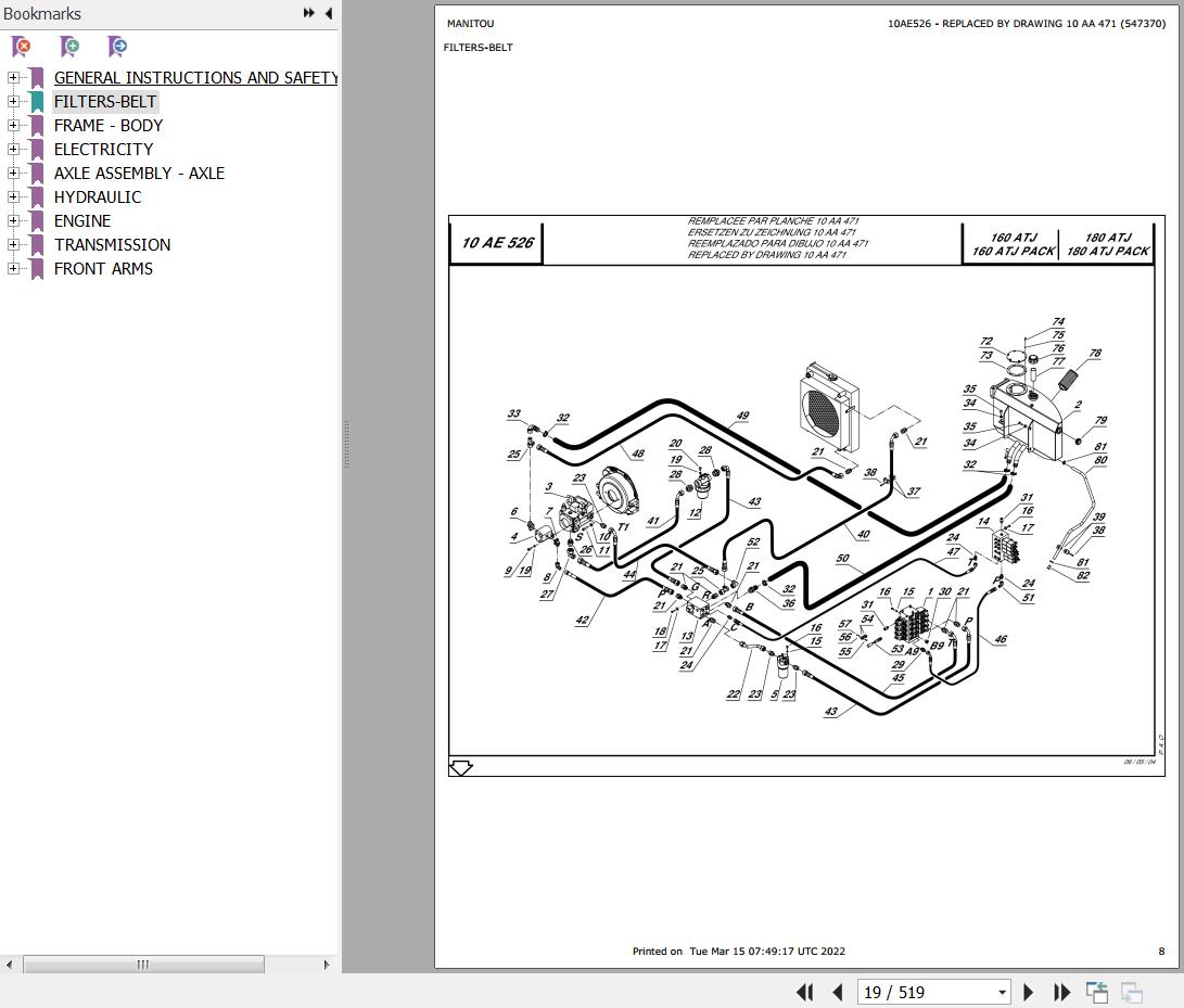 Manitou Platform 160 ATJS Parts Catalog 547370