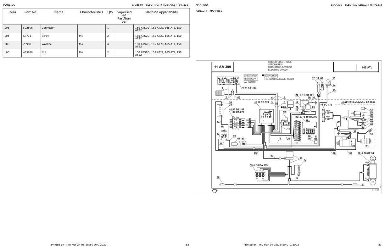 Manitou Platform 165 ATJ Parts Catalog 547331