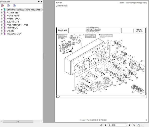 Manitou Platform 165 ATJS Parts Catalog 547331