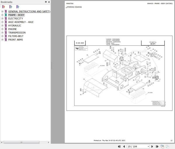 Manitou Platform 170 AETJL AS371 Parts Catalog 547392
