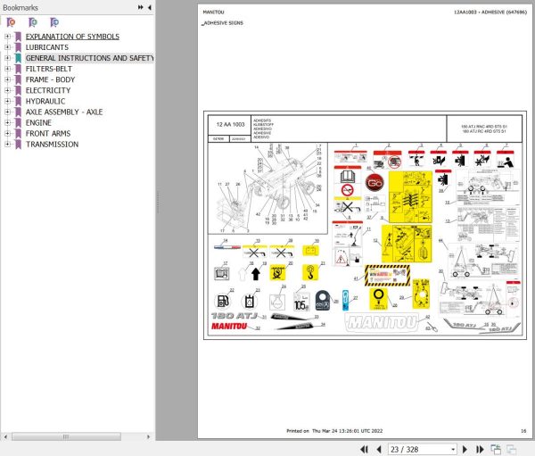 Manitou Platform 180 ATJ RNC 4RD ST5 S1 Parts Catalog 647696