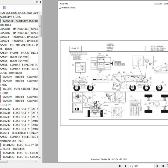 Manitou Platform 200 ATJ Parts Catalog 547386