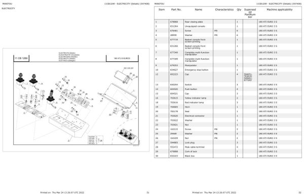 Manitou Platform 180 ATJS KUBOTA Parts Catalog 547408 1