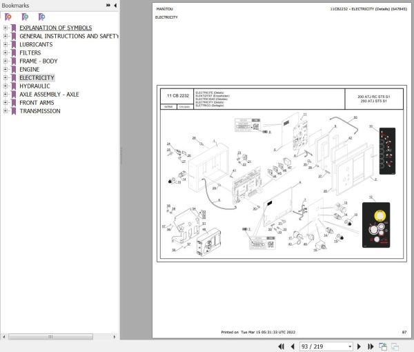 Manitou Platform 200 ATJ RC ST5 S1 200 ATJ ST5 S1 Parts Catalog 647845