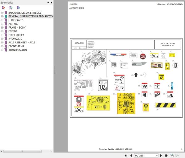Manitou Platform 200 ATJ ST5 S1 Parts Catalog 647845