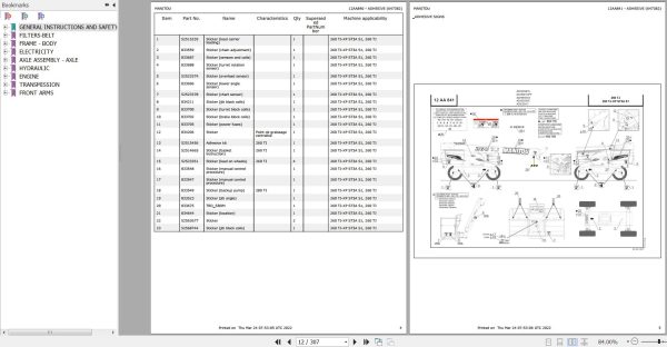 Manitou Platform 260 TJ XP ST3A S1 Parts Catalog 647382