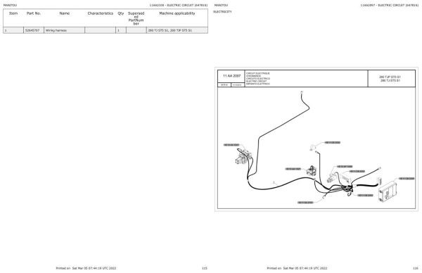 Manitou Platform 260 TJP ST5 S1 280 TJ ST5 S1 Parts Catalog 647816 1