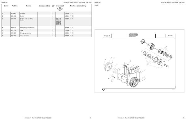 Manitou Platform 75EX Parts Catalog 547321 1