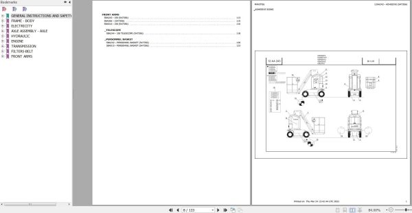 Manitou Platform 80 VJR Parts Catalog 547356