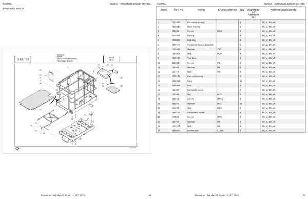 Manitou Platform 80 VR Parts Catalog 547316 1