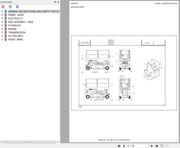 Manitou Platform 80 XEL Parts Catalog 547349