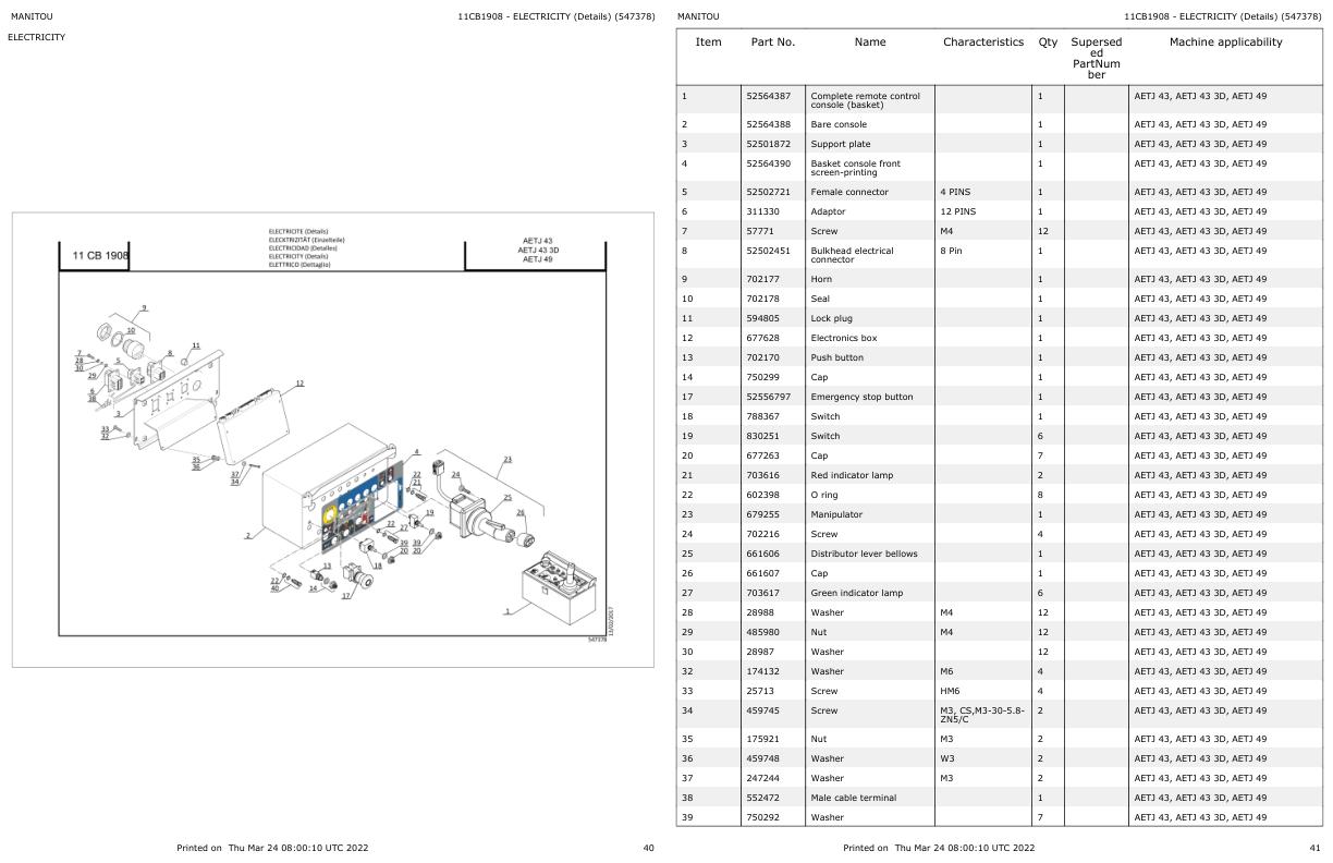 Manitou Platform AETJ 43 3D Parts Catalog 547378