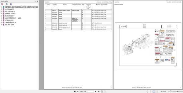 Manitou Platform AETJ 49 Parts Catalog 547378