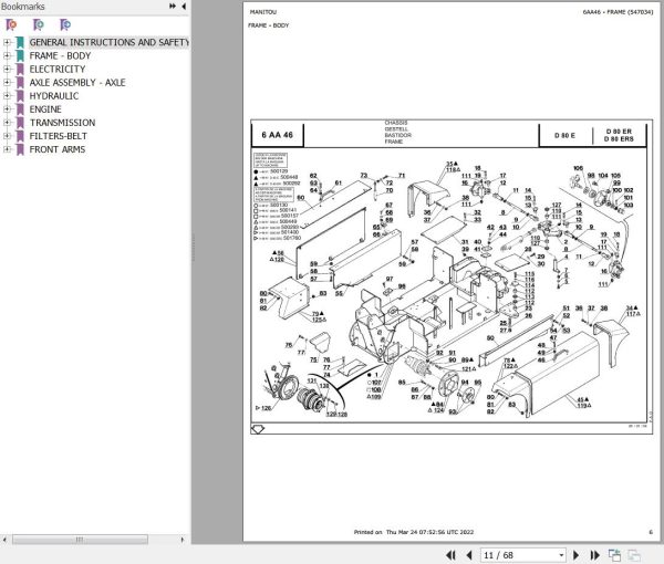 Manitou Platform D 80 E Parts Catalog 547034
