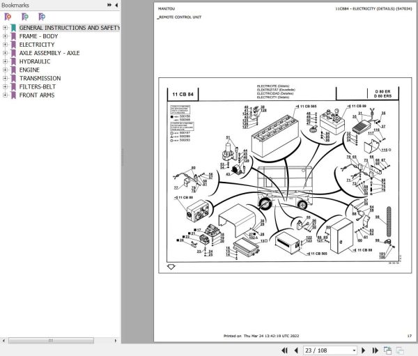 Manitou Platform D 80 ER Parts Catalog 547034