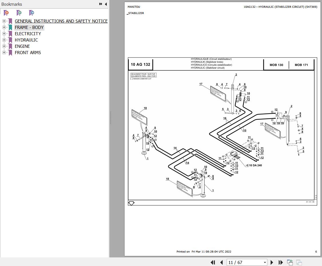 Manitou Platform MOB 171 Parts Catalog 547369