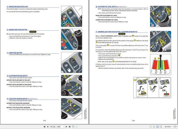 Manitou Platform TJ80PT4S1 TJ85T4S1 Operators Manual 647773 US 1