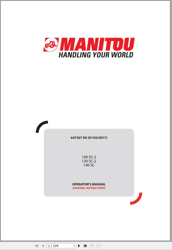 Manitou Scissor Platform 100SC 2 120SC 2 140SC Operators Manual 647367