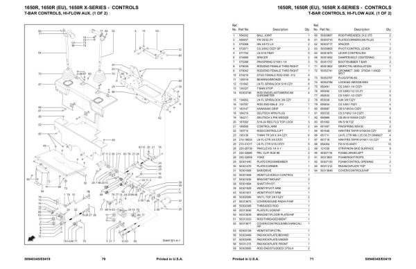 Manitou Skid Steer Loader 1650R Parts Manual 50940345E 1