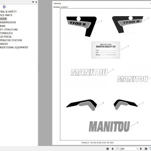 Manitou Skid Steer Loader 1700R Parts Manual