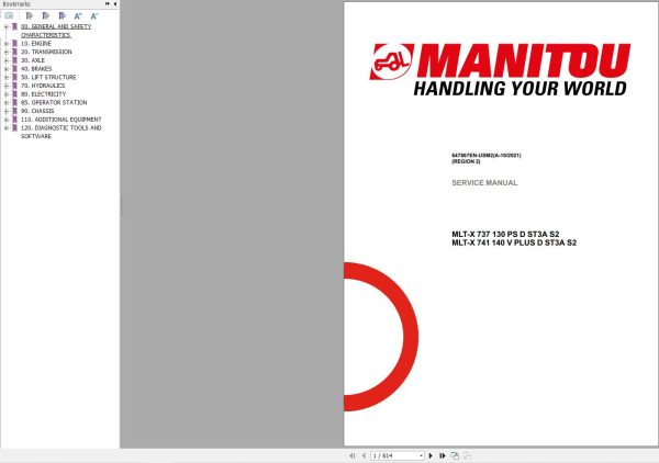 Manitou Telehander MLT X 737 130 MLT X 741 140 Service Manual 647867EN USM2