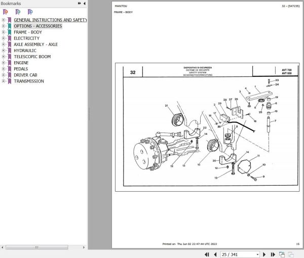 Manitou Telehandler AVT 730 930 COMFORT LINE MOT 1004 4 Parts Catalog 547235
