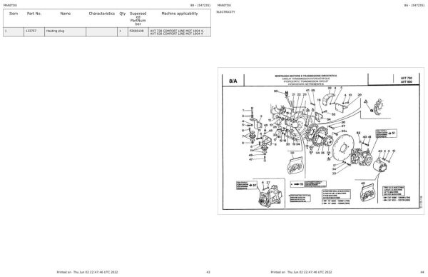 Manitou Telehandler AVT 730 930 COMFORT LINE MOT 1004 4 Parts Catalog 547235 1