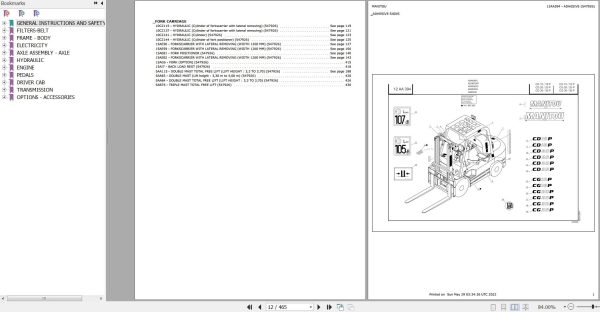 Manitou Telehandler CD15P to CG35P Parts Catalog 547926