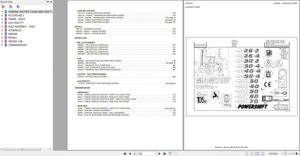 Manitou Telehandler M 26 4 TURBO S3 E3 Parts Catalog 647003