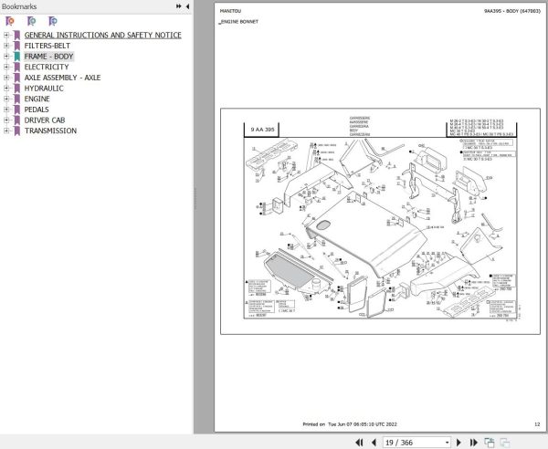 Manitou Telehandler M 40 4 TURBO S3 E3 Parts Catalog 647003
