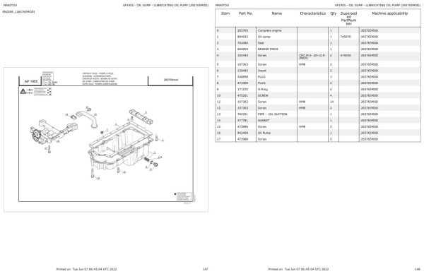 Manitou Telehandler MC 60 TURBO POWERSHIFT S3 E3 Parts Catalog 647003 1