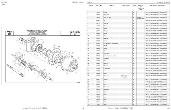 Manitou Telehandler MHT 10210 L E3 ESERCITO ITALIANO Parts Catalog 648549 1