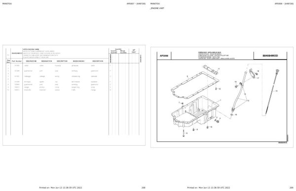Manitou Telehandler MHT 1076L MHT X 1076L Parts Catalog 648728 1