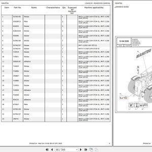 Manitou Telehandler MHT 11250 210Y ST5 S1 Parts Catalog 649316