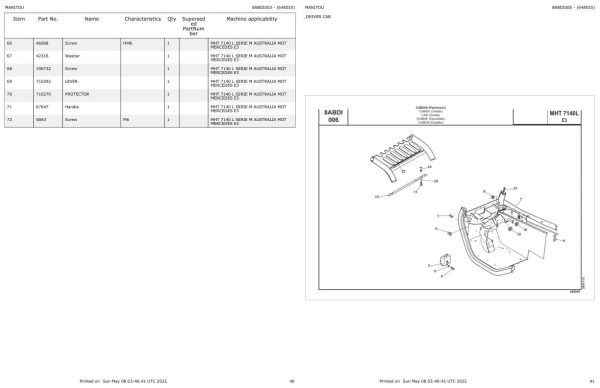 Manitou Telehandler MHT 7140 L E3 Parts Catalog 648555 1