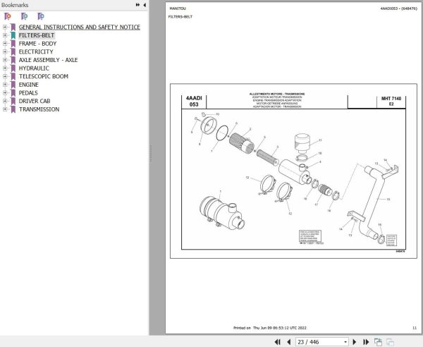 Manitou Telehandler MHT 7140 L TURBO SERIE M E2 Parts Catalog 648476