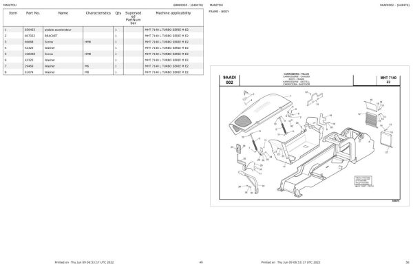 Manitou Telehandler MHT 7140 L TURBO SERIE M E2 Parts Catalog 648476 1