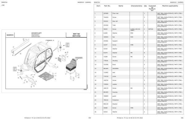 Manitou Telehandler MHT 780 MHT X 780 L EVOLUTION E3 Parts Catalog 648585 1
