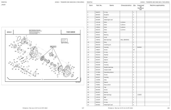 Manitou Telehandler MHT 780 MHT X 780 MHT 780 MINING Parts Catalog 648824 1