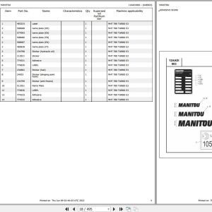 Manitou Telehandler MHT 780 TURBO E3 Parts Catalog 648563