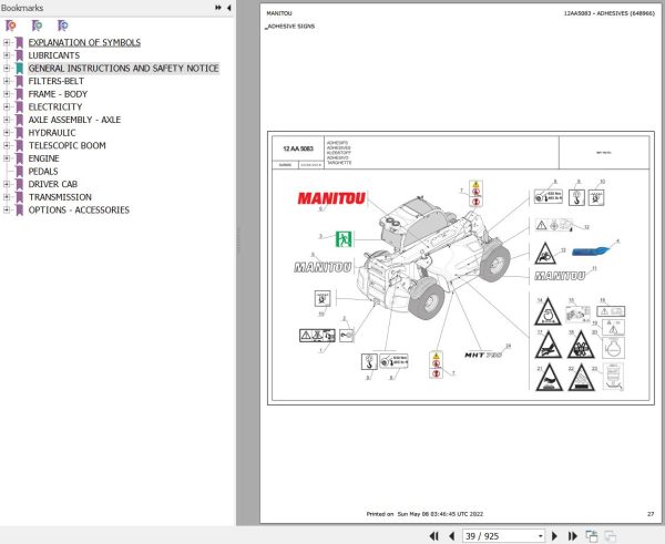 Manitou Telehandler MHT 790 104JD H ST4 S1 Parts Catalog 648966