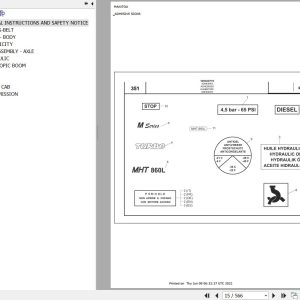 Manitou Telehandler MHT 860 L SERIE M E2 Parts Catalog 648336