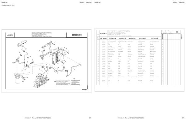 Manitou Telehandler MHT 950 L E3 S2 MHT X 950 L E3 S2 Parts Catalog 648594 1